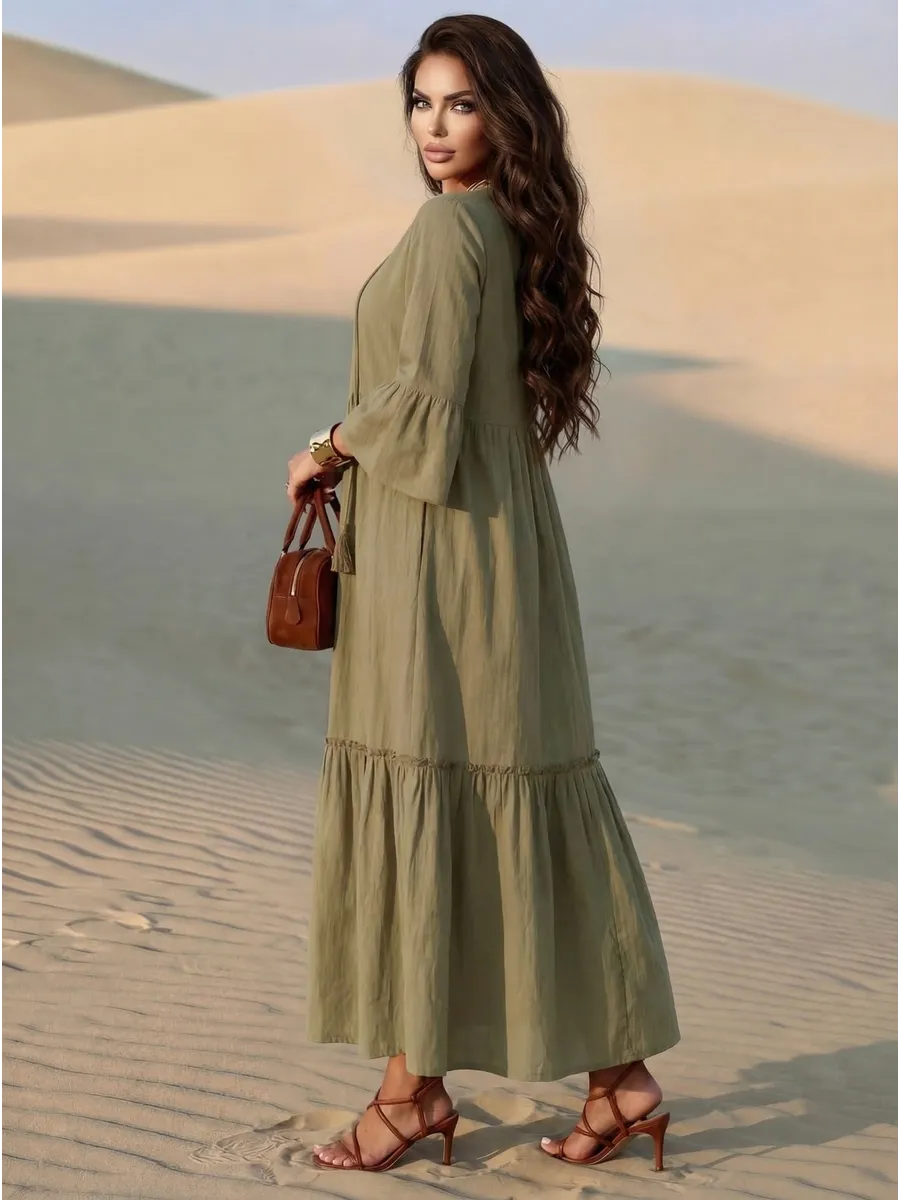 Летнее длинное платье макси в стиле бохо