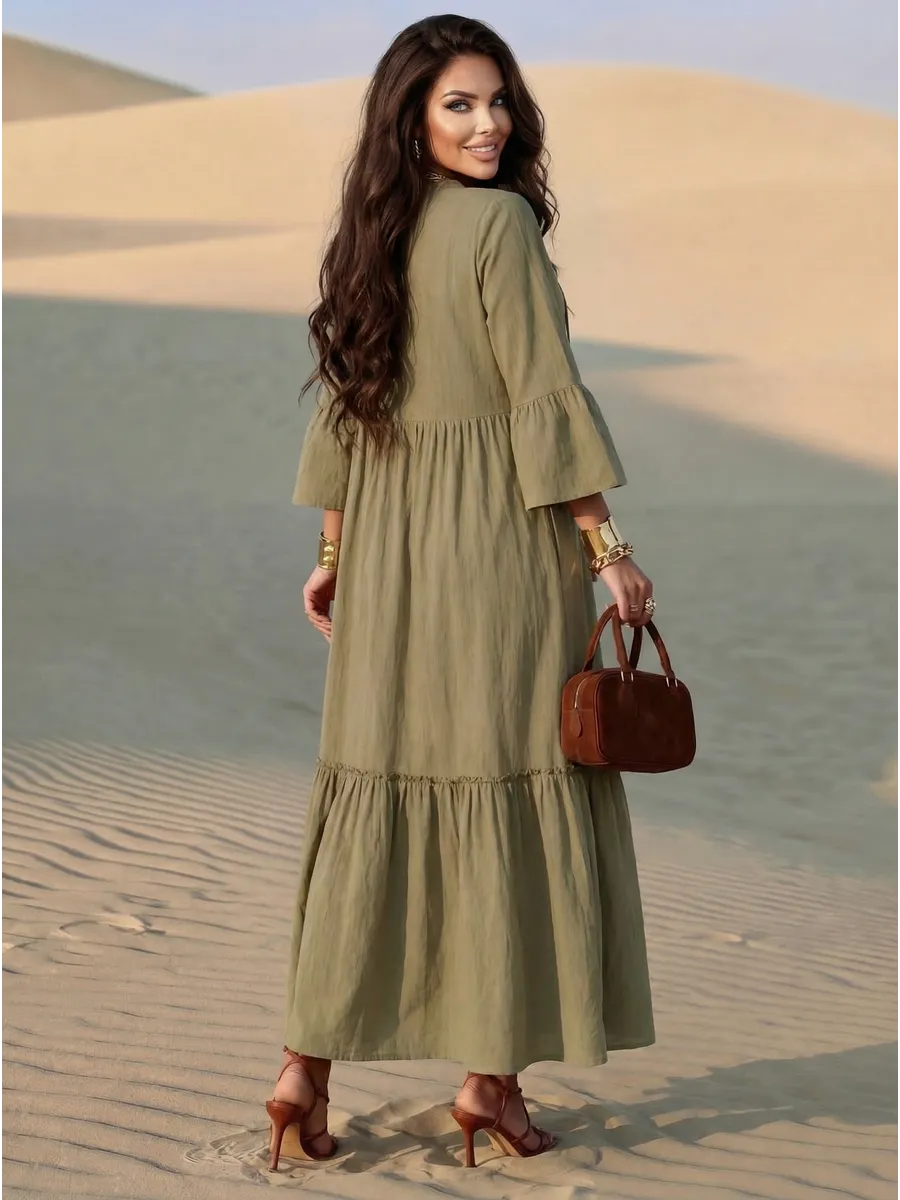 Летнее длинное платье макси в стиле бохо