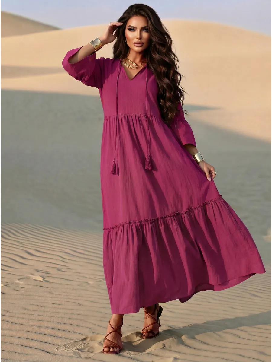 Летнее длинное платье макси в стиле бохо