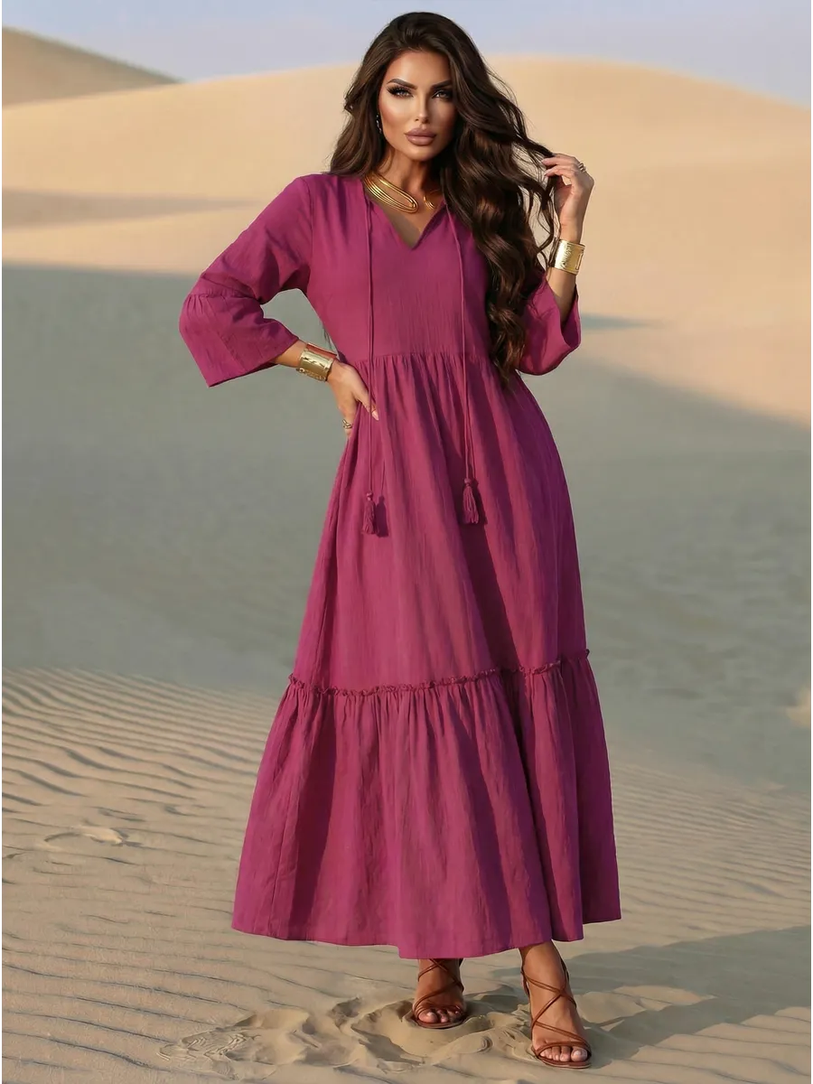 Летнее длинное платье макси в стиле бохо