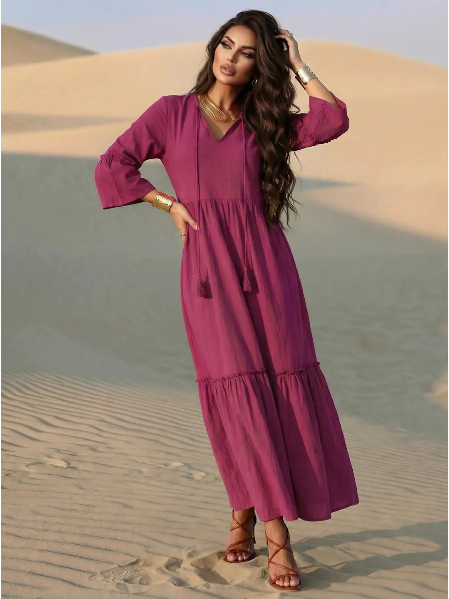 Летнее длинное платье макси в стиле бохо