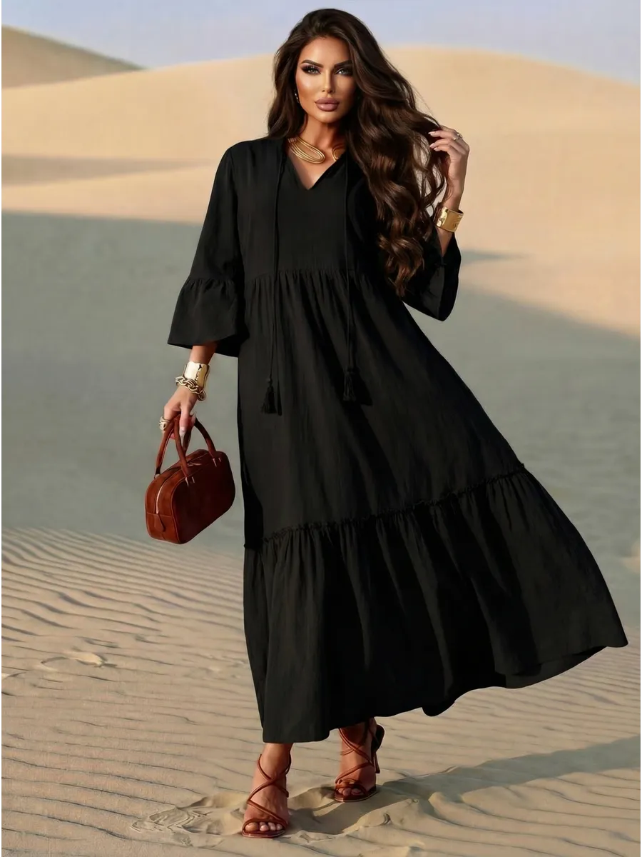 Летнее длинное платье макси в стиле бохо