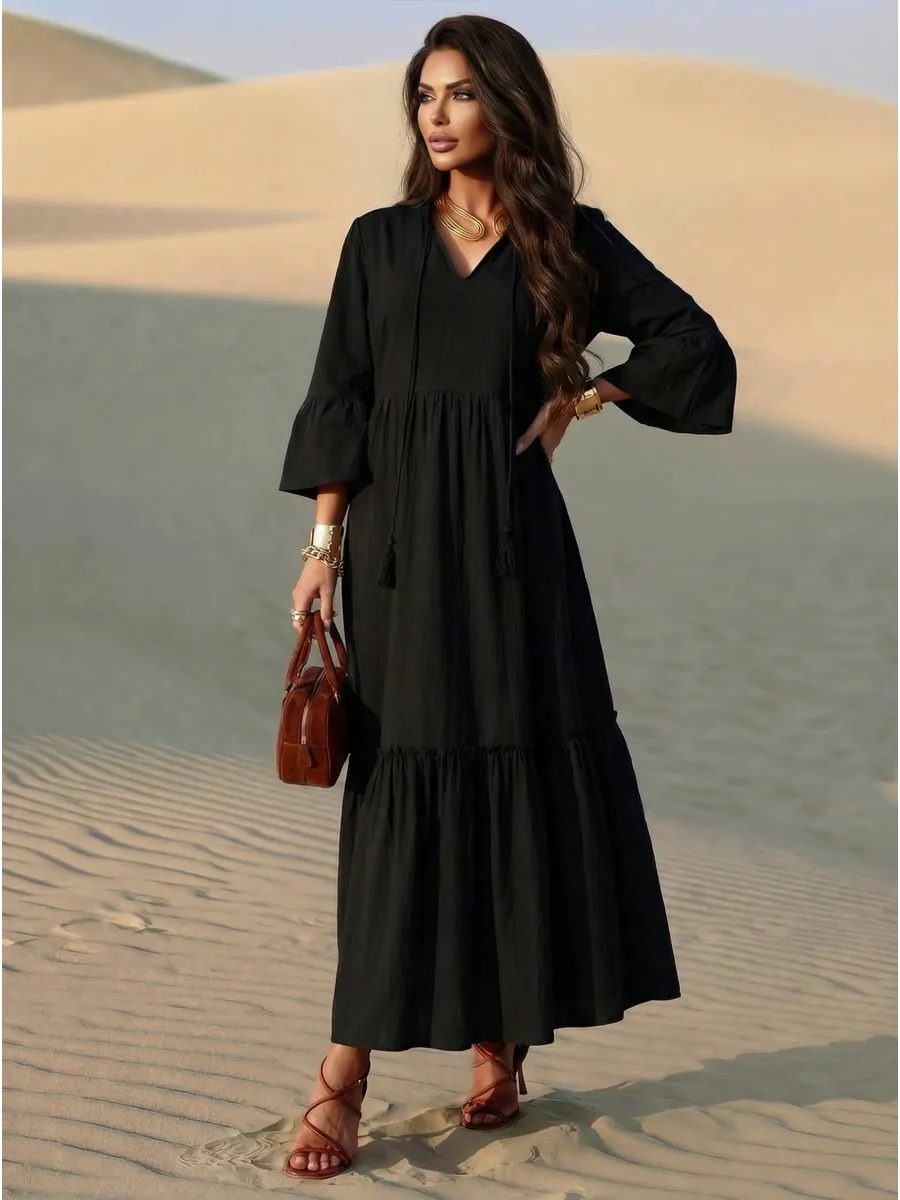 Летнее длинное платье макси в стиле бохо