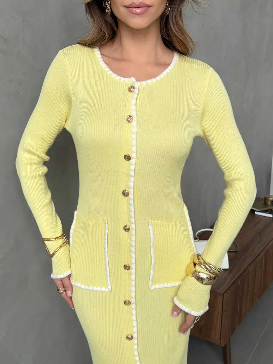 Желтое платье теплое вязаное нарядное трикотажное