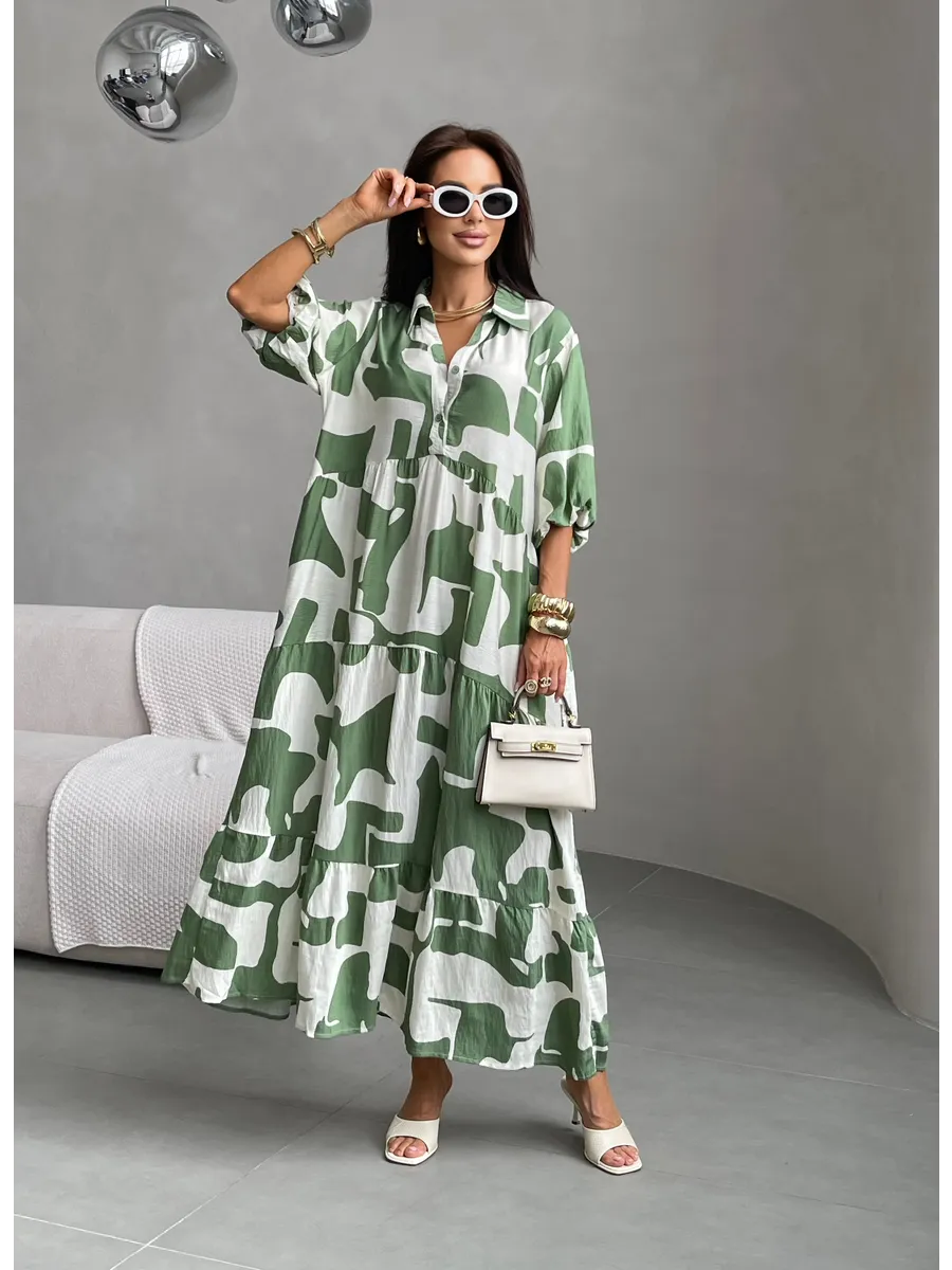 Зеленое платье летнее повседневное