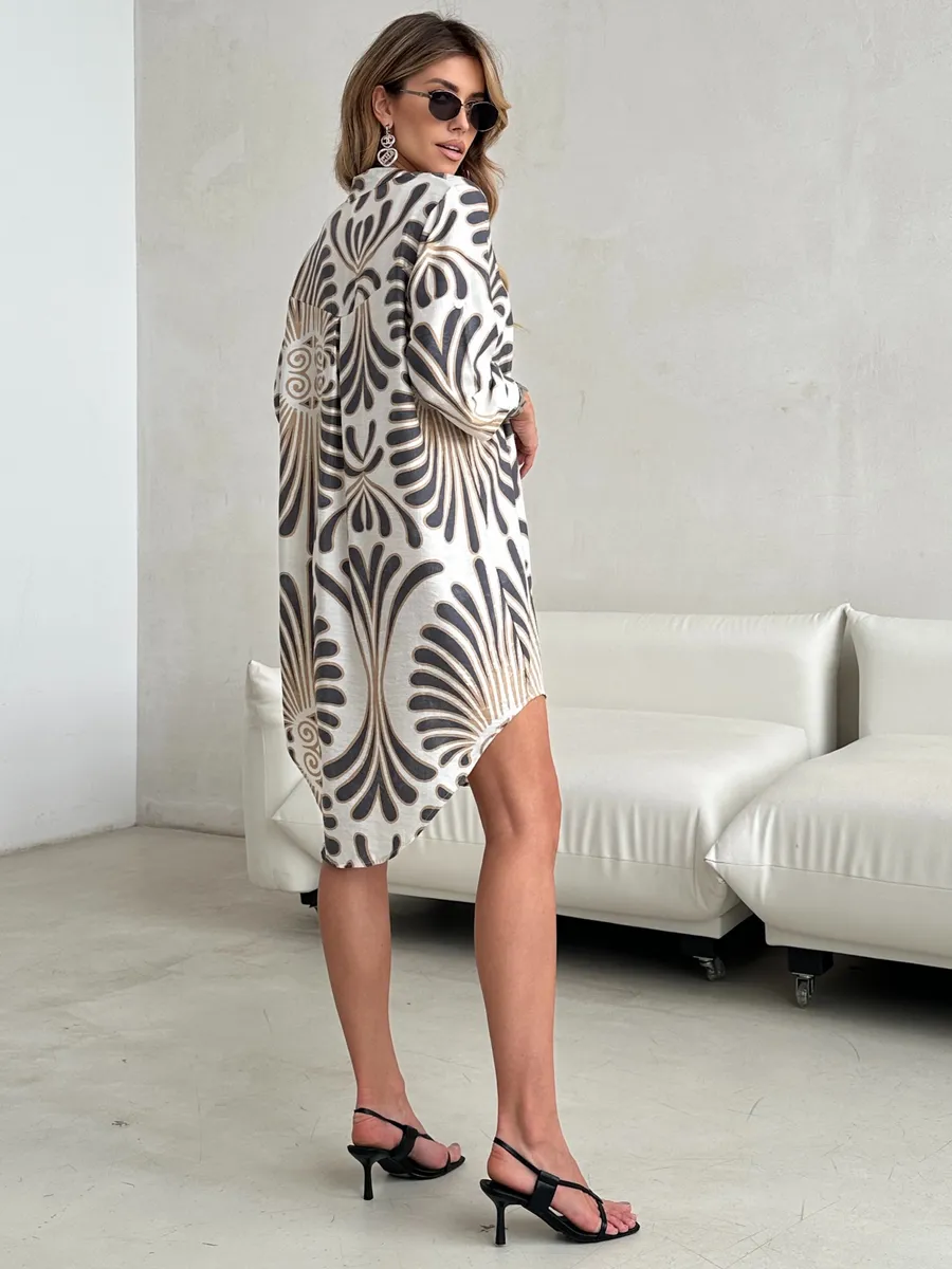 Бежевое летнее повседневное платье рубашка пляжное короткое