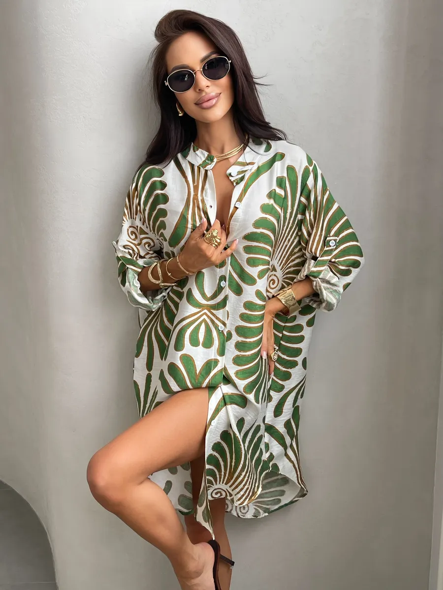 Летнее повседневное платье рубашка пляжное короткое