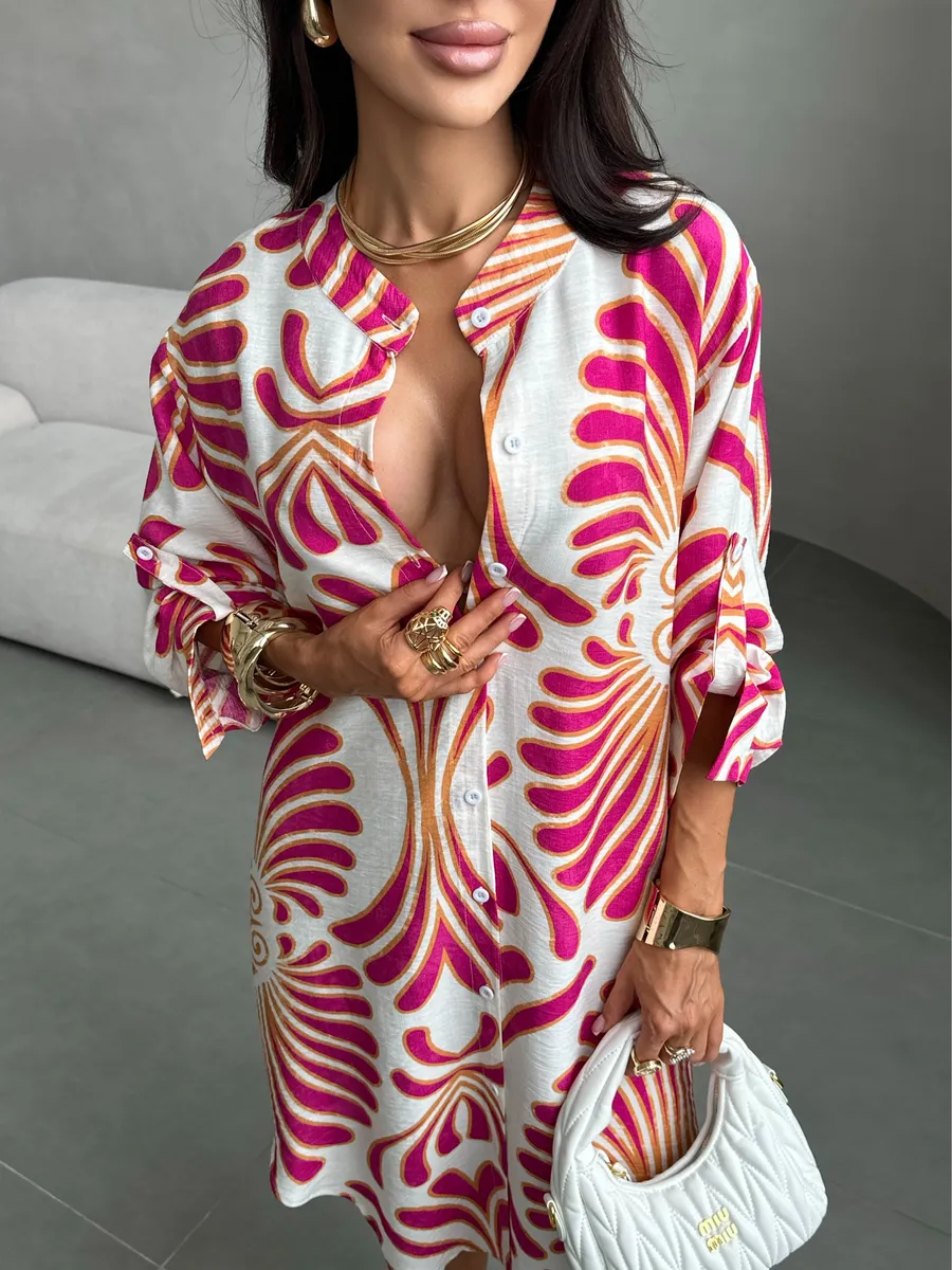 Летнее повседневное платье рубашка пляжное короткое