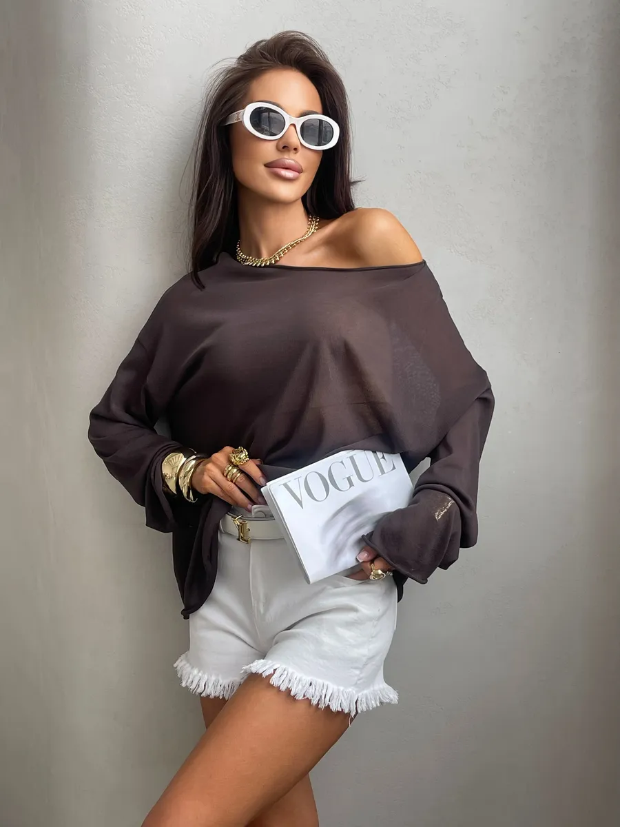 Летняя вязаная кофта оверсайз сетка паутинка