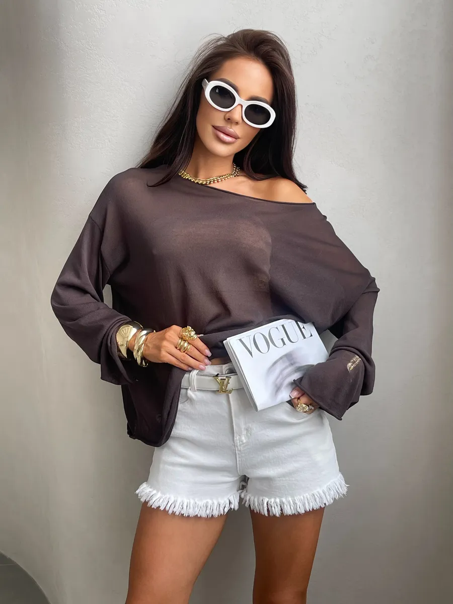 Летняя вязаная кофта оверсайз сетка паутинка