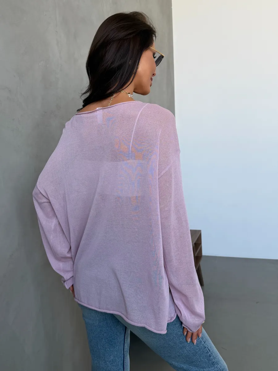 Розовая летняя вязаная кофта оверсайз сетка паутинка