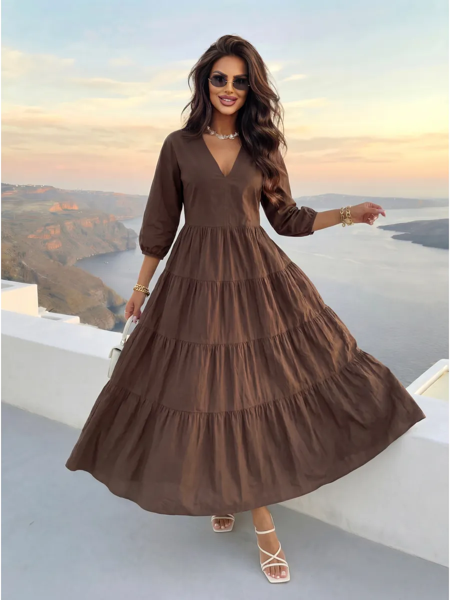 Летнее длинное платье бохо больших размеров