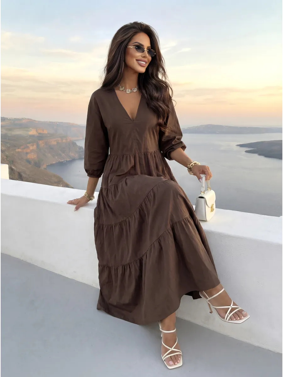 Летнее длинное платье бохо больших размеров