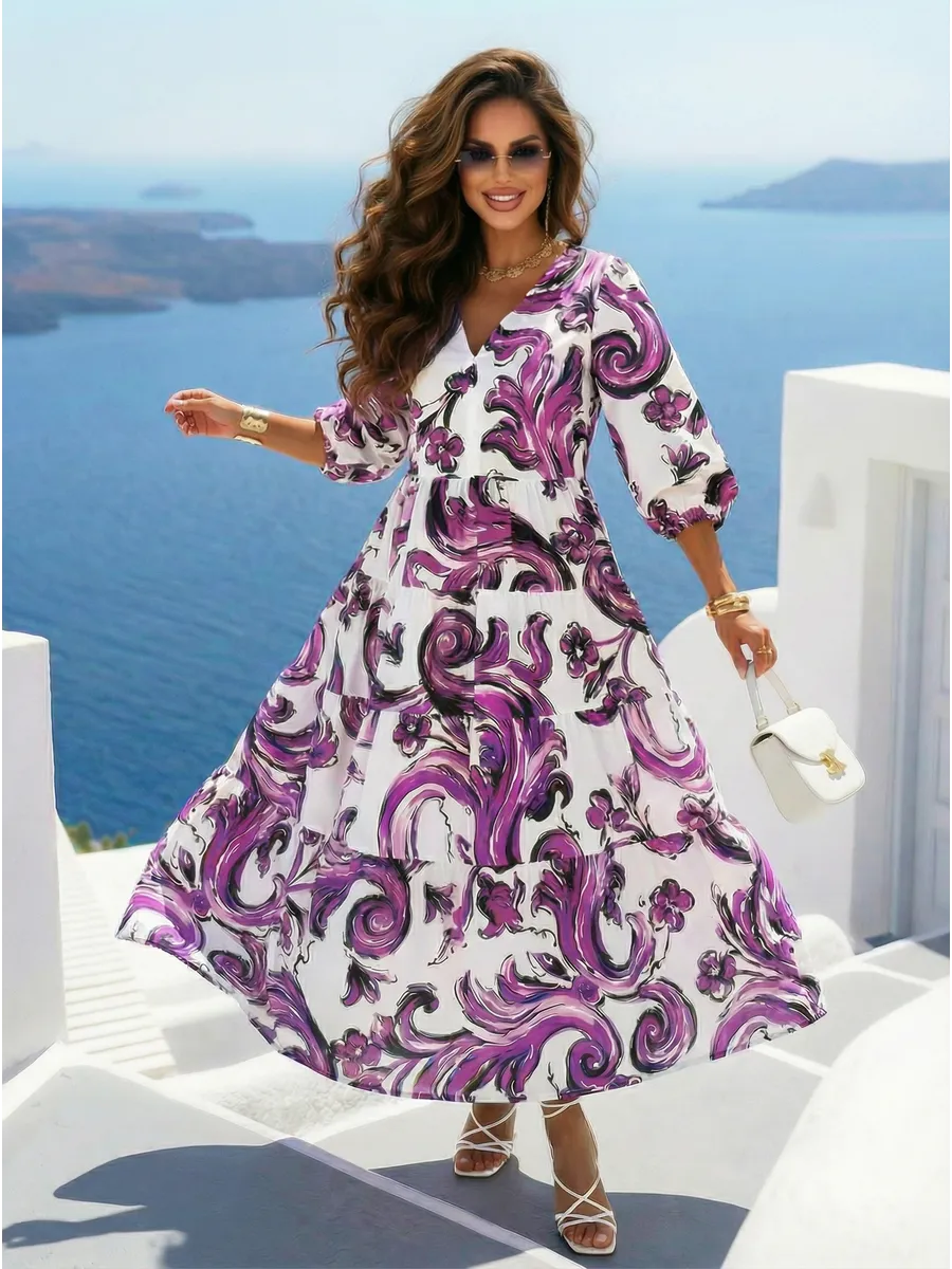 Летнее длинное платье бохо больших размеров