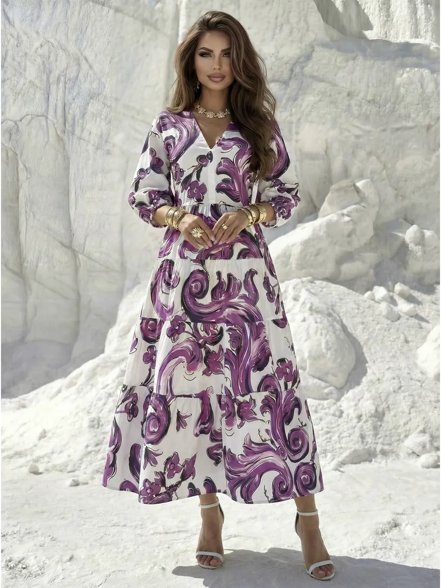 Летнее длинное платье бохо больших размеров