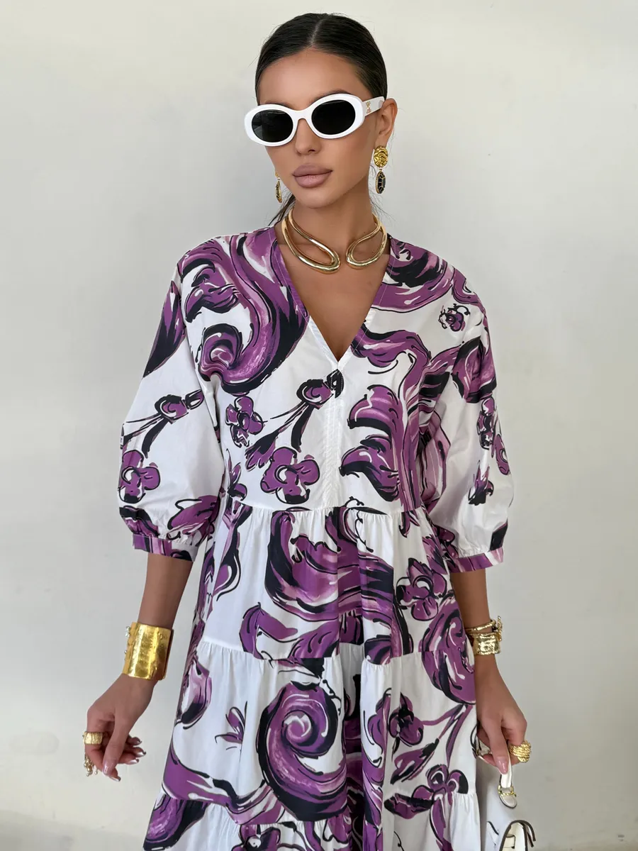 Летнее длинное платье бохо больших размеров