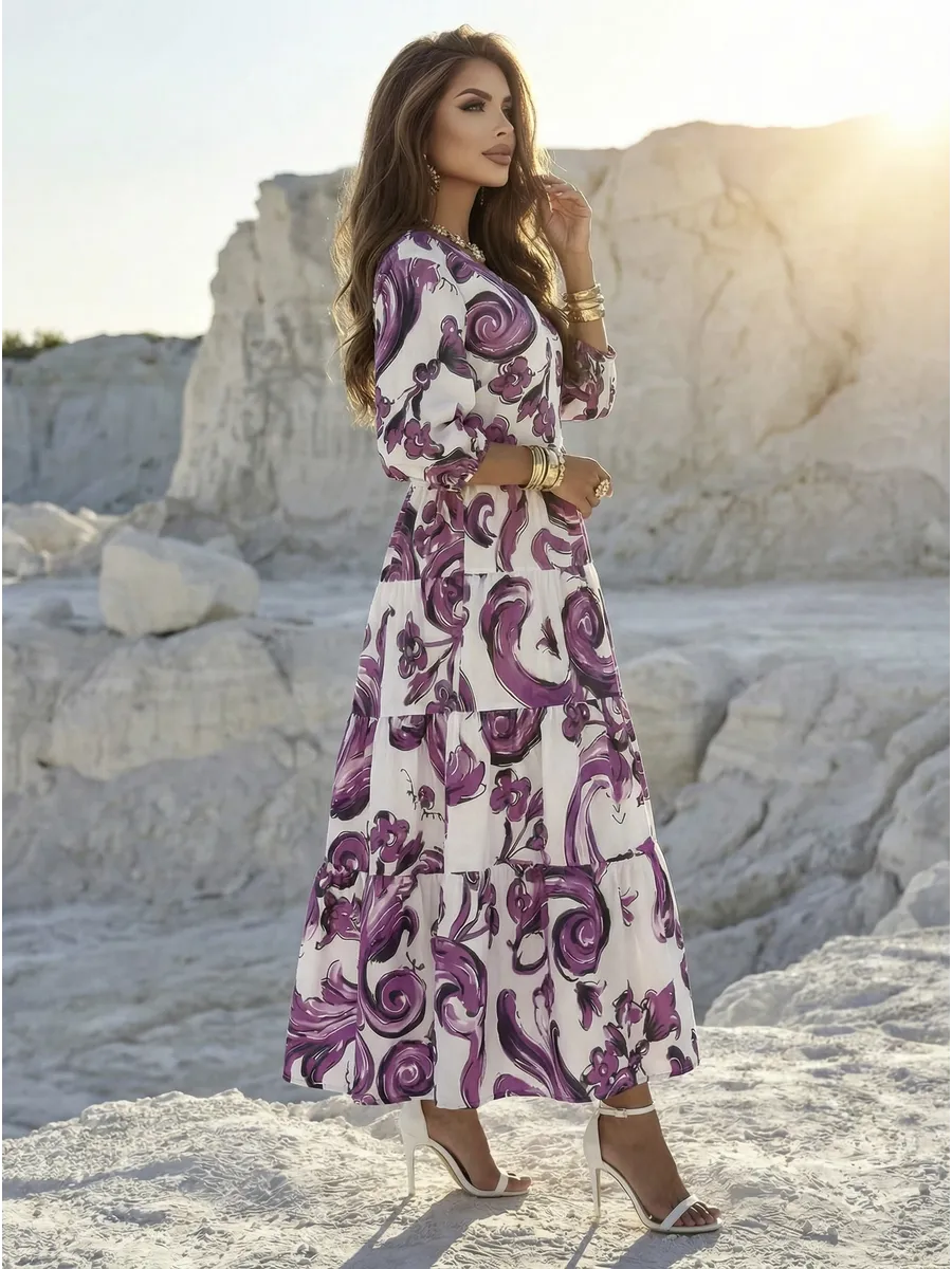Летнее длинное платье бохо больших размеров