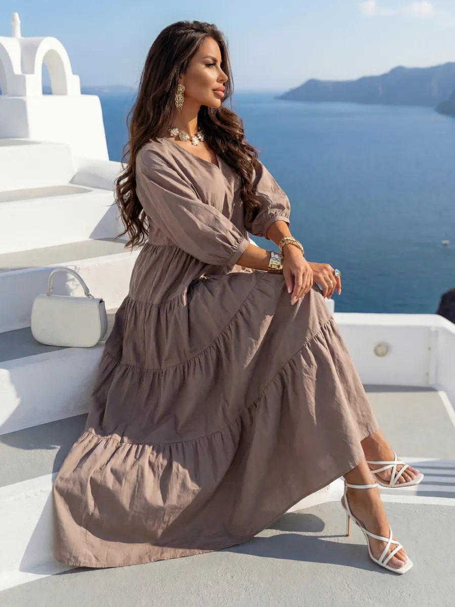 Летнее длинное платье бохо больших размеров