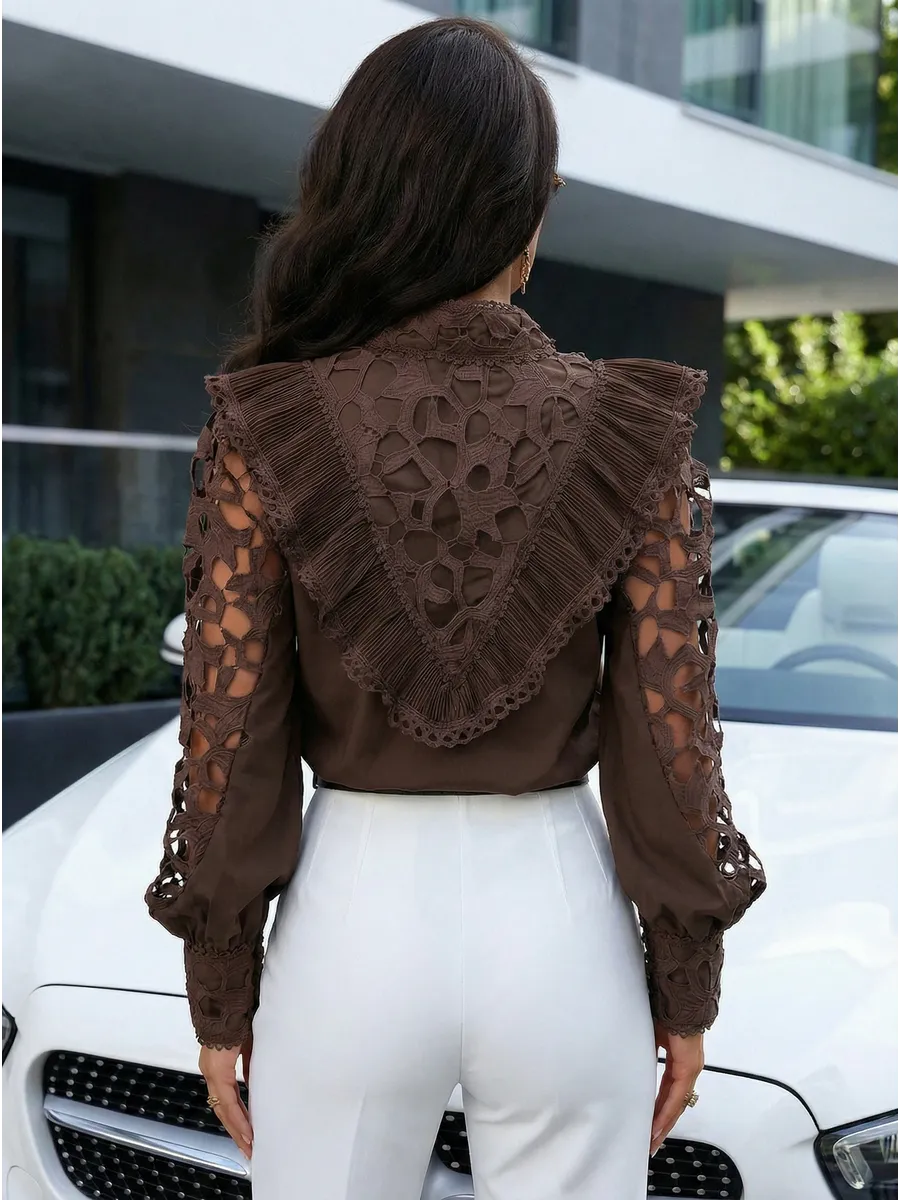 Нарядная кружевная блузка офисная праздничная