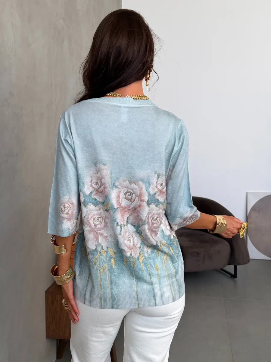 Нарядная кофта больших размеров с принтом