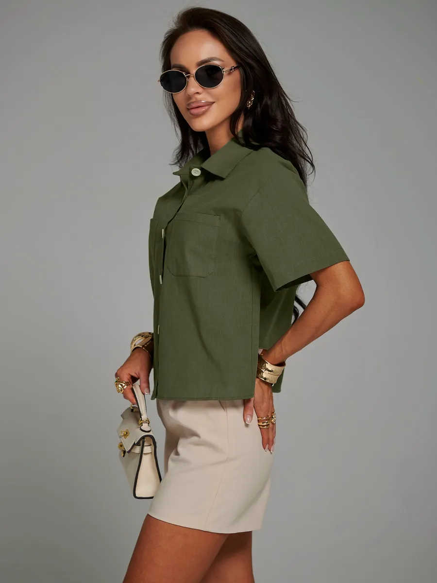 Хаки рубашка с коротким рукавом