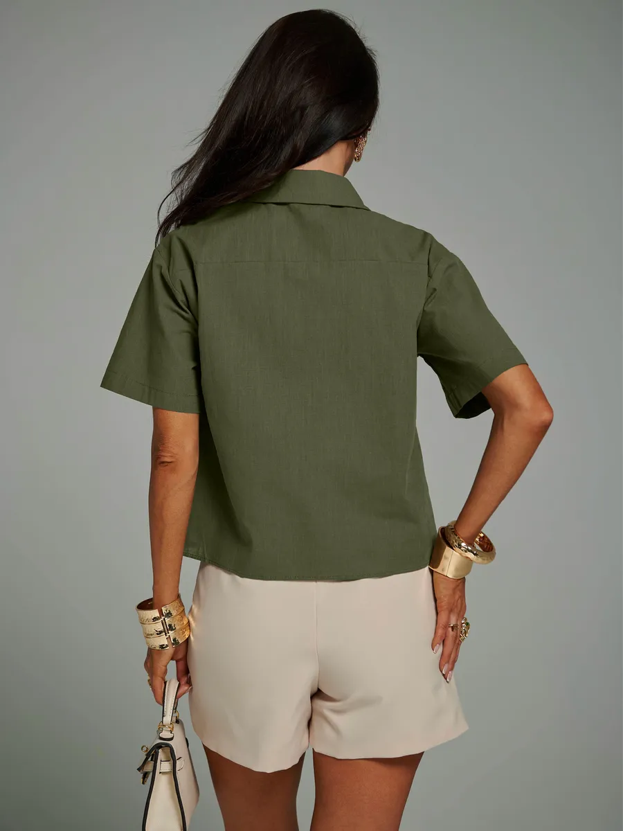 Хаки рубашка с коротким рукавом