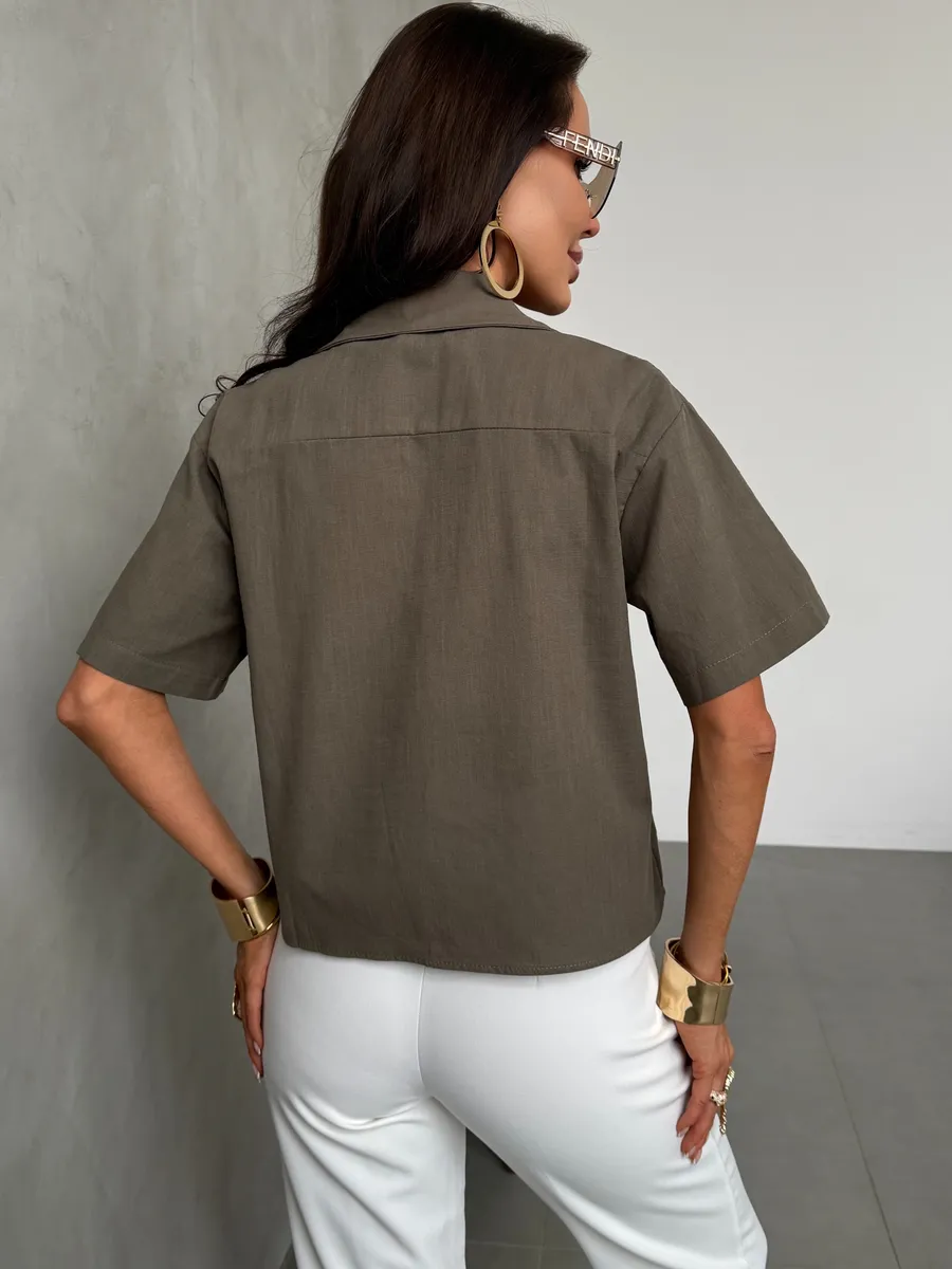 Хаки рубашка с коротким рукавом