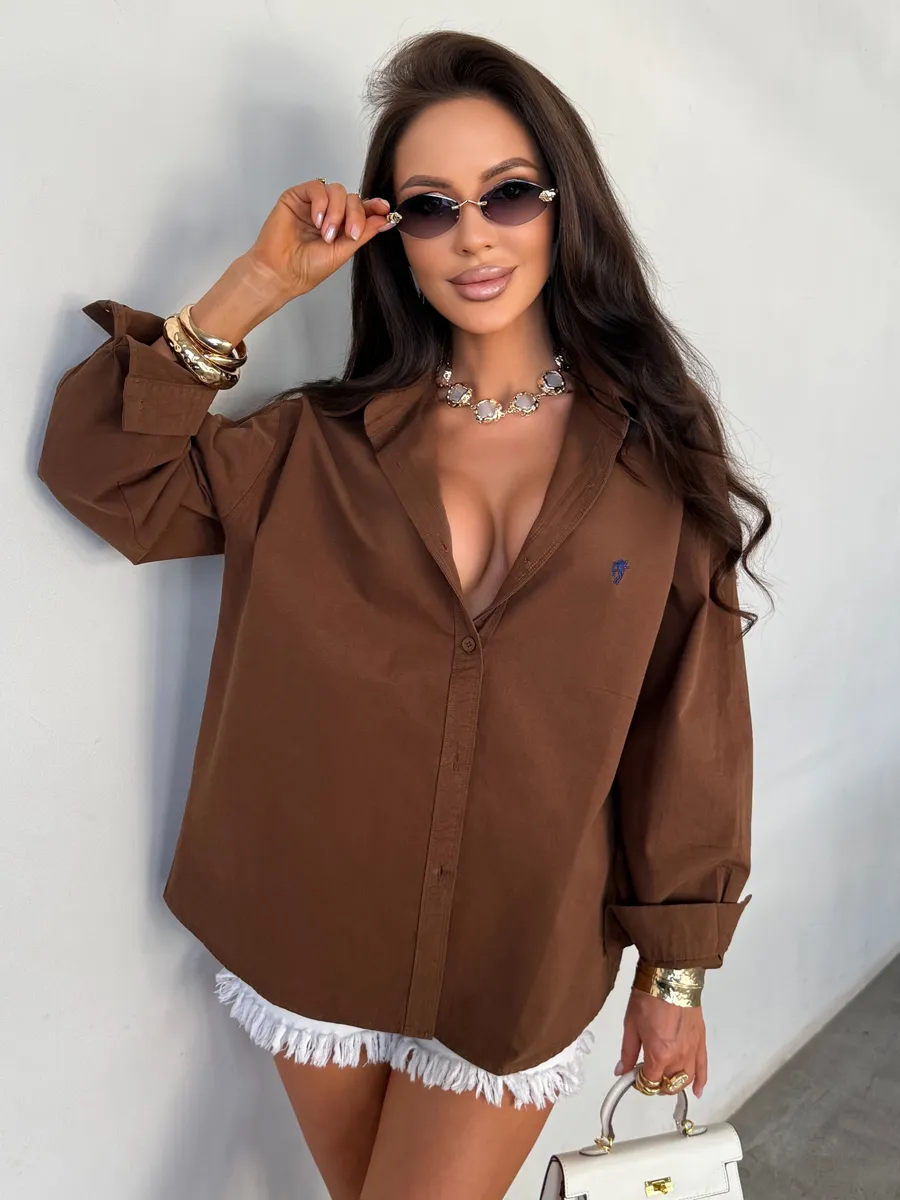 Летняя легкая рубашка оверсайз офисная