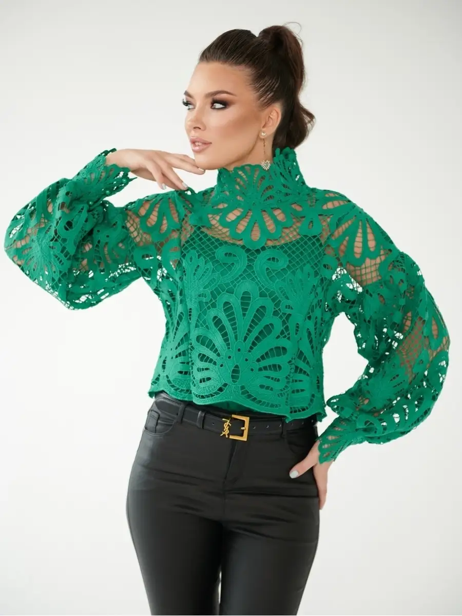 Блузка рубашка белая с длинным рукавом