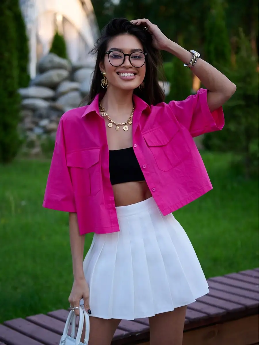 Белая юбка короткая теннисная в складку