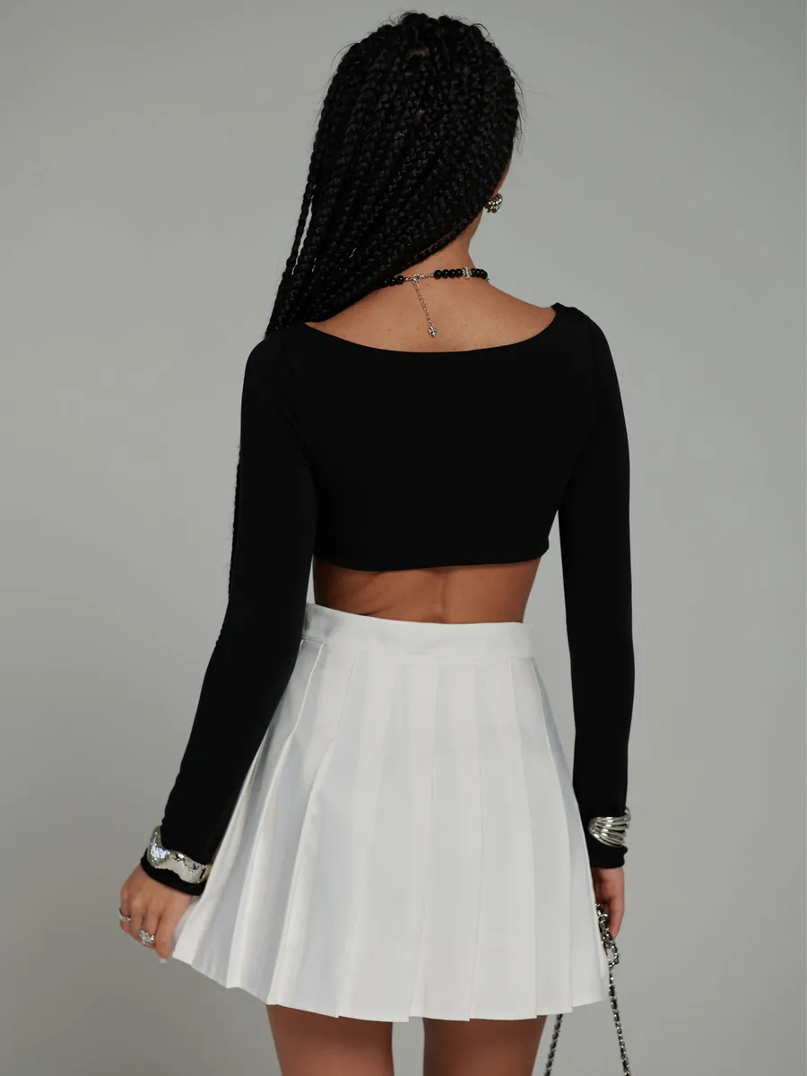 Белая юбка короткая теннисная в складку