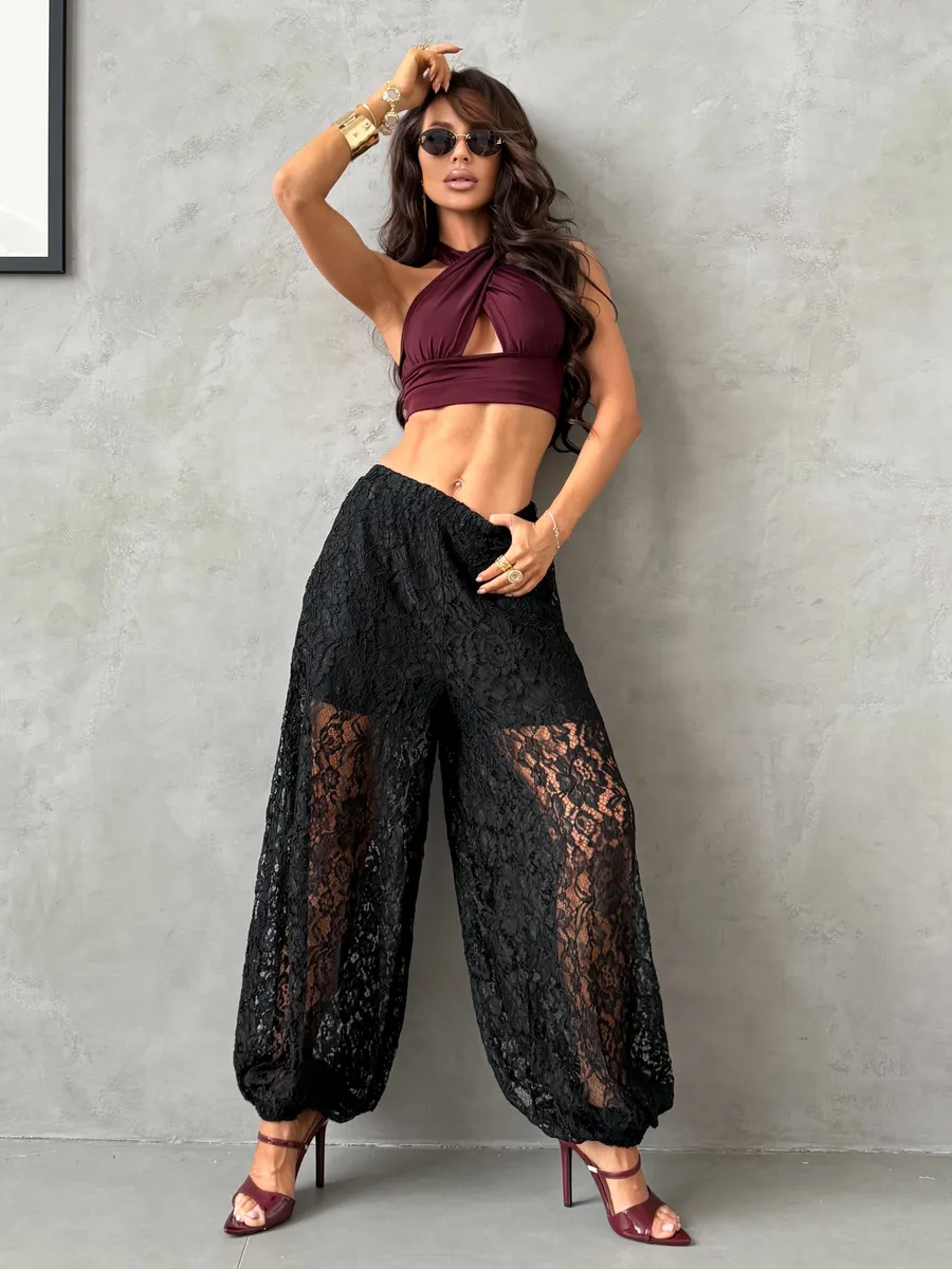 Летние легкие брюки алладины кружевные широкие на резинке