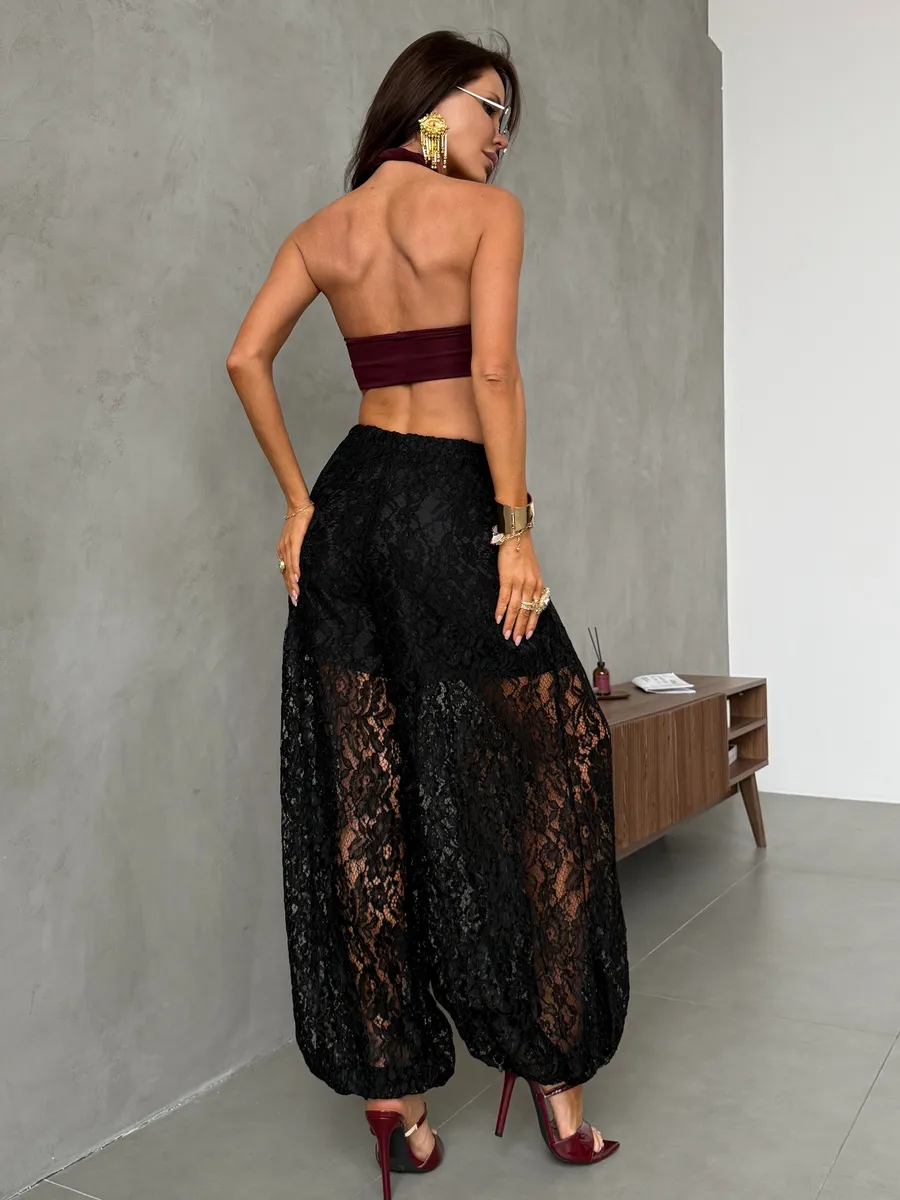 Летние легкие брюки алладины кружевные широкие на резинке