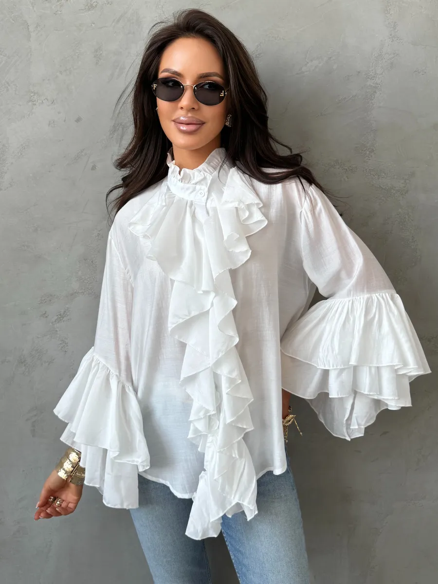 Белая нарядная праздничная блузка вечерняя офисная