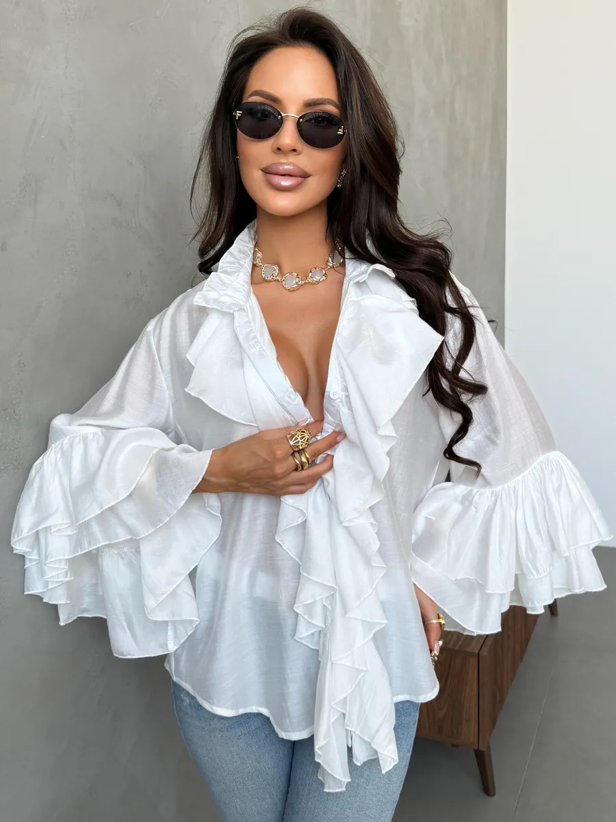 Белая нарядная праздничная блузка вечерняя офисная