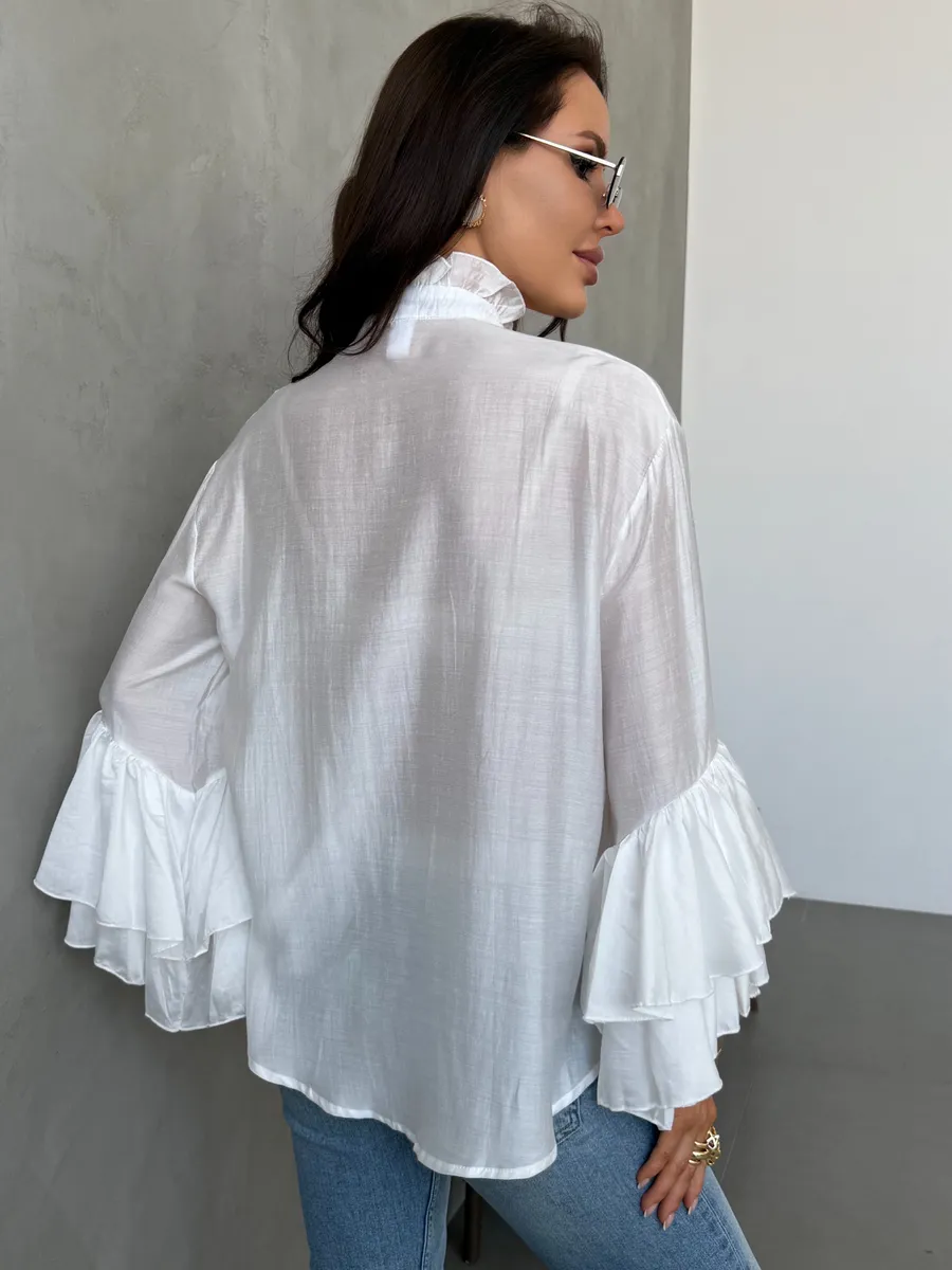 Белая нарядная праздничная блузка вечерняя офисная