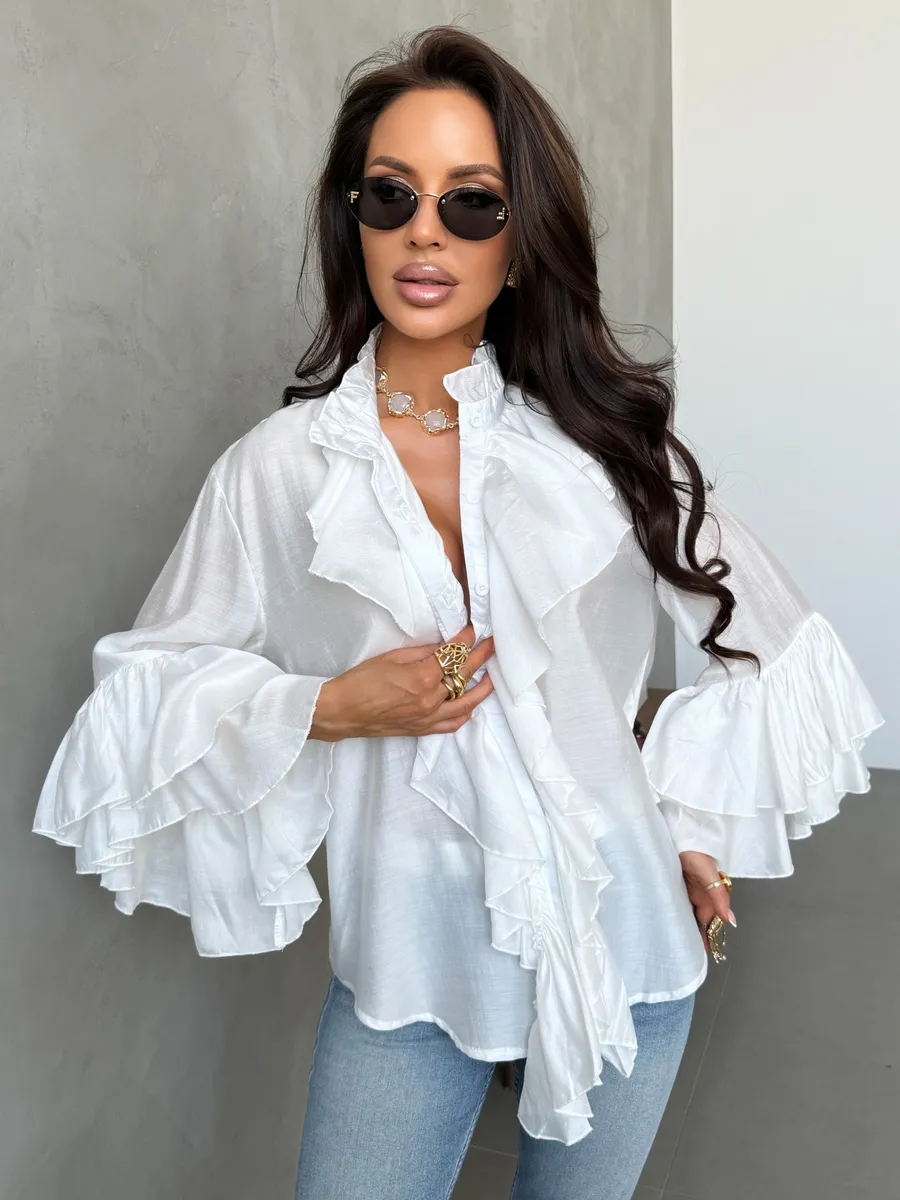 Белая нарядная праздничная блузка вечерняя офисная