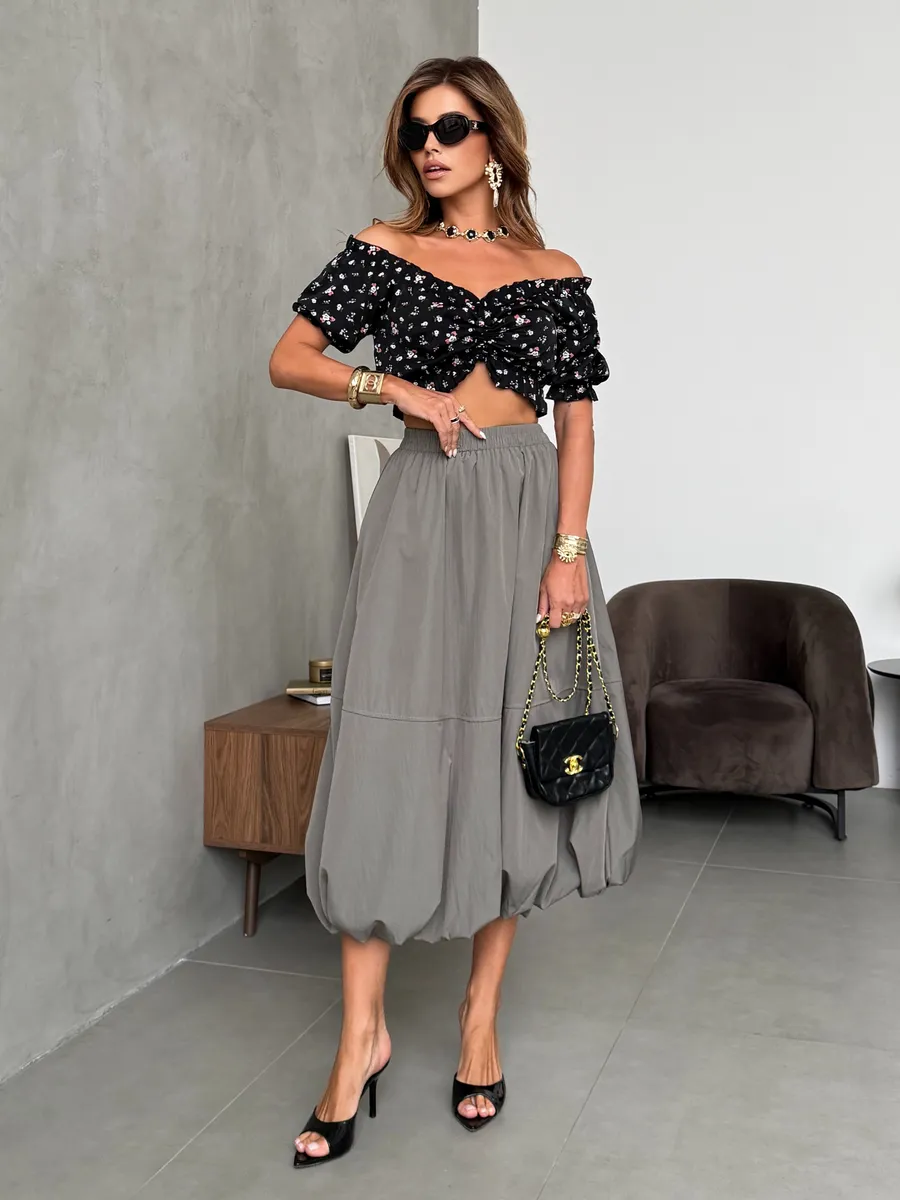 Длинная летняя юбка баллон миди