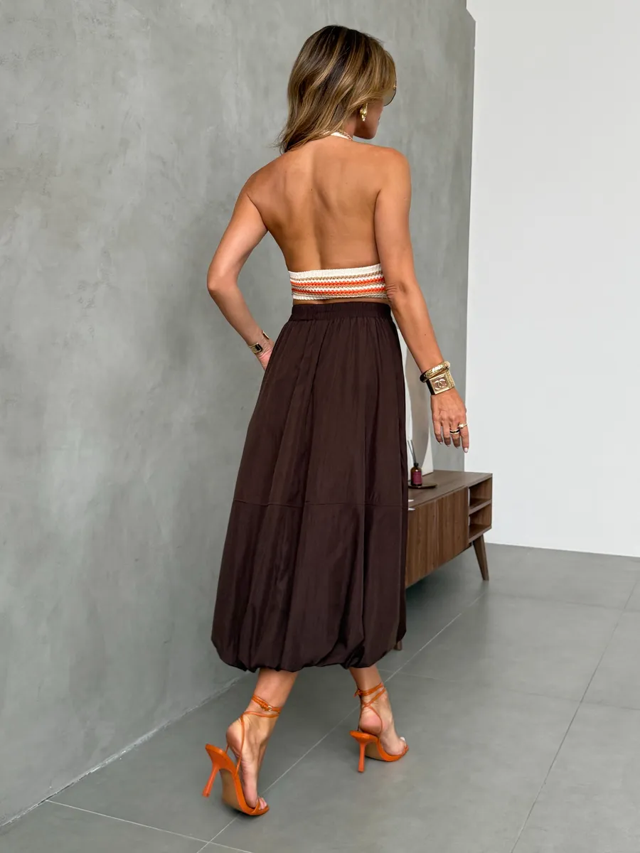 Длинная летняя юбка баллон миди