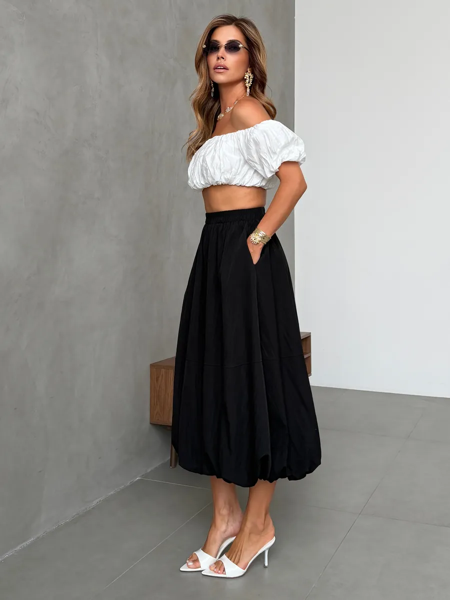 Длинная летняя юбка баллон миди