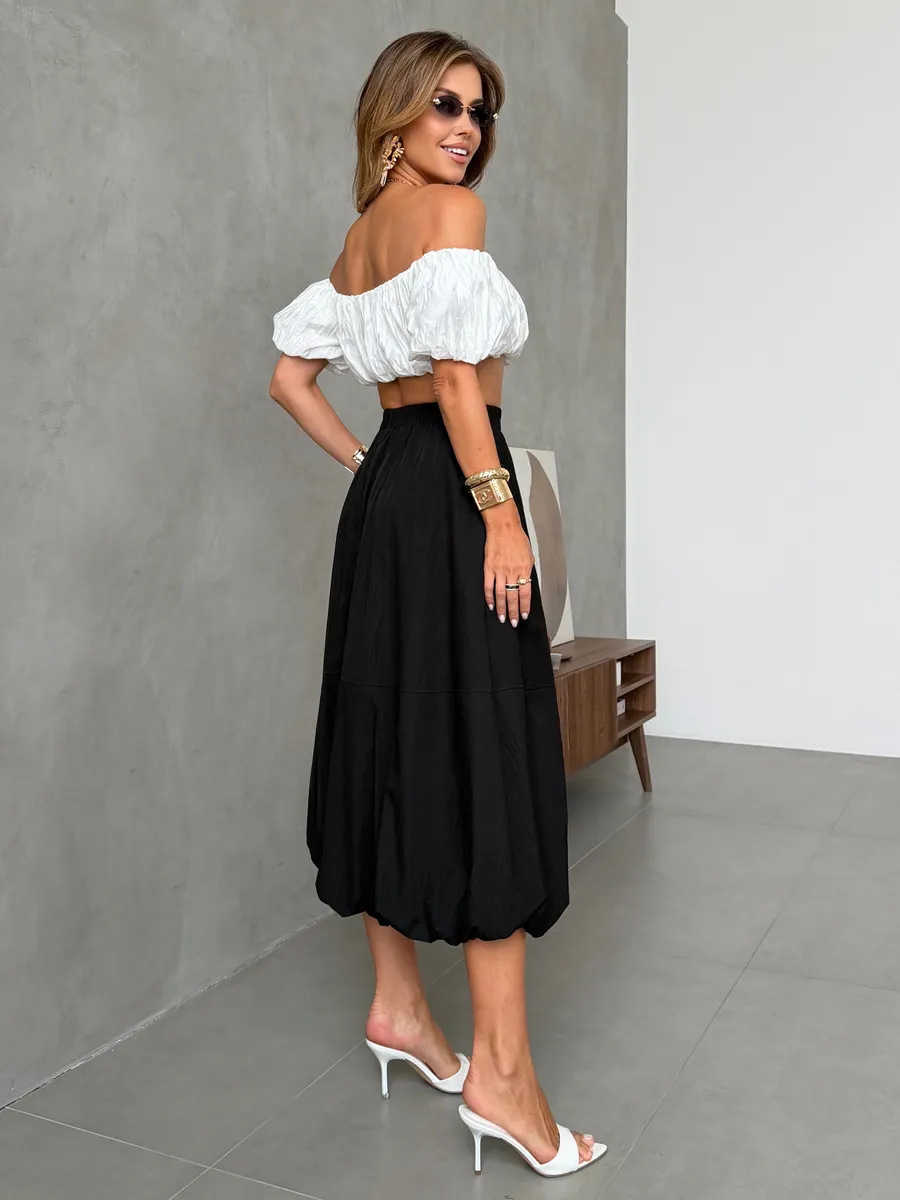 Длинная летняя юбка баллон миди