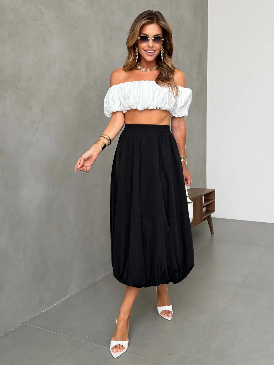 Длинная летняя юбка баллон миди