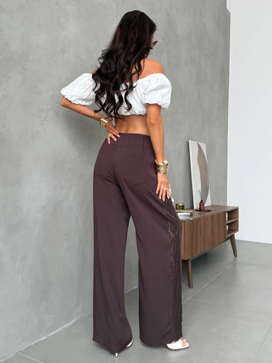 Легкие летние брюки палаццо на резинке