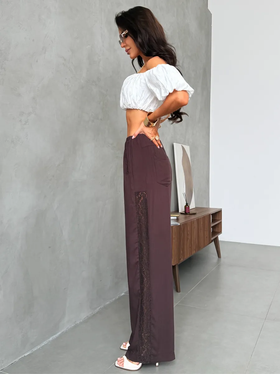 Легкие летние брюки палаццо на резинке