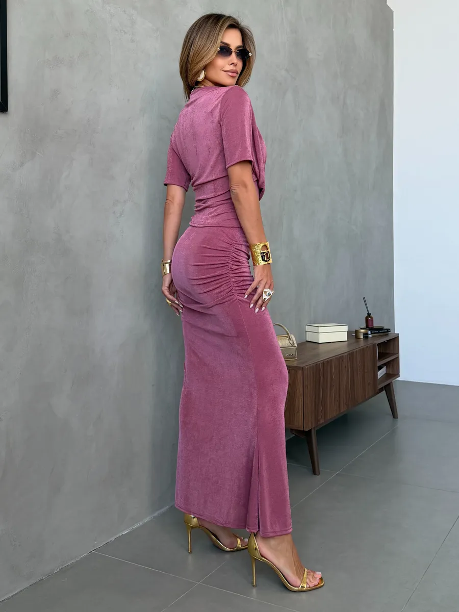 Фиолетовый праздничный костюм с юбкой нарядный на выпускной