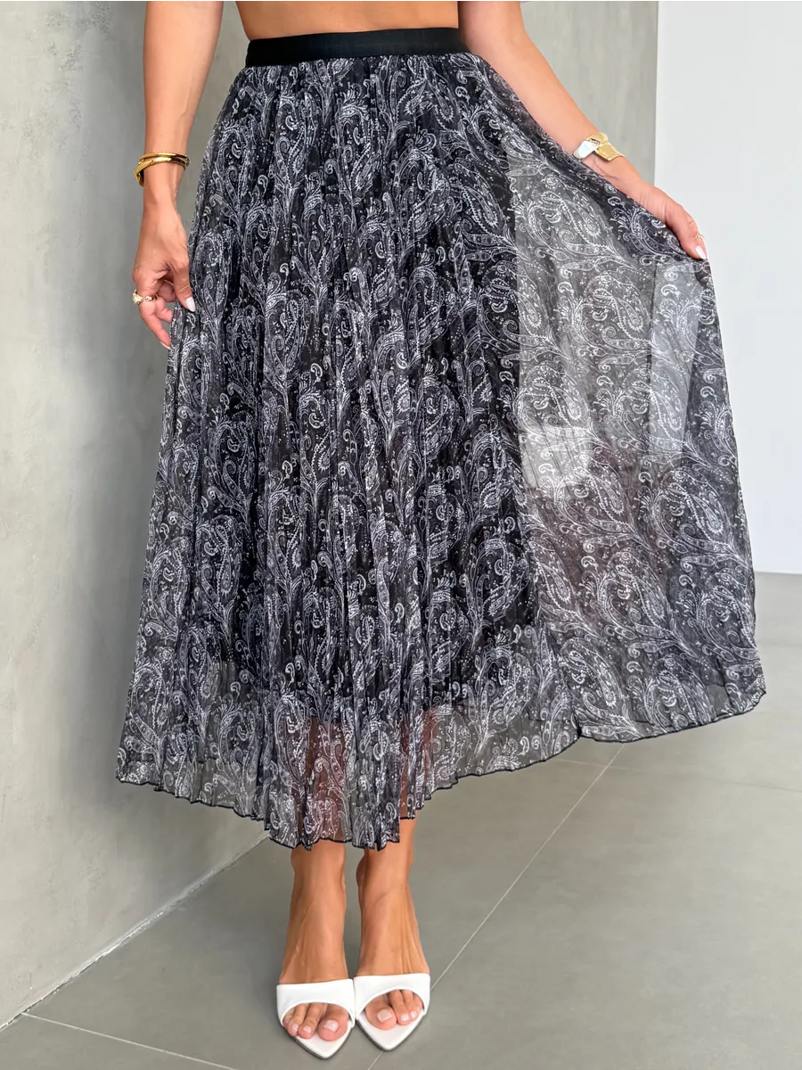 Длинная летняя юбка миди плиссе