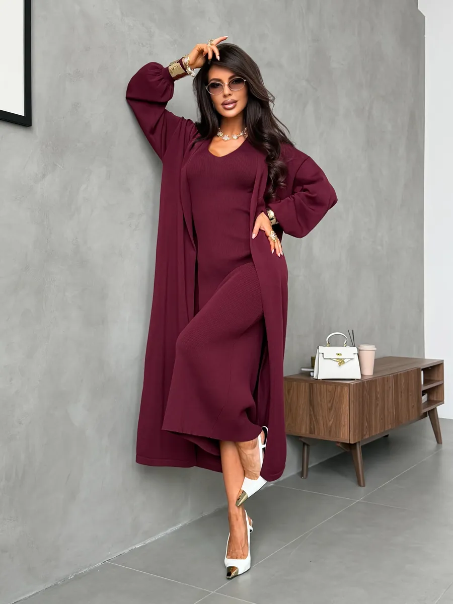 Фиолетовый костюм трикотажный праздничный двойка