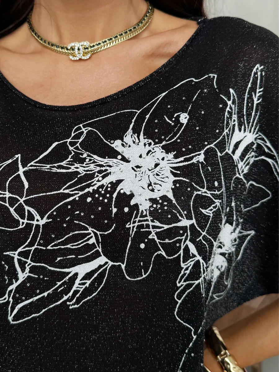 Черная нарядная кофта оверсайз