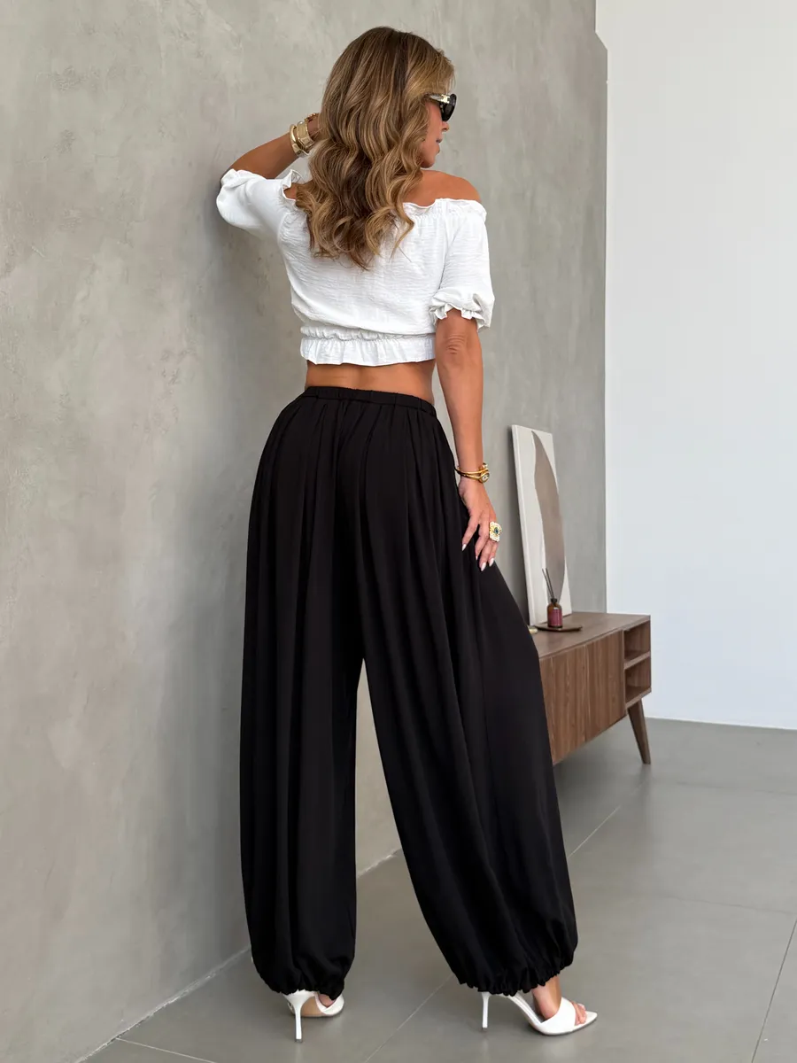 Летние легкие брюки алладины на резинке