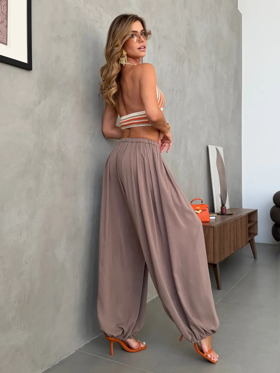 Летние легкие брюки алладины на резинке